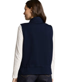 Sudadera de mujer sin mangas con cremallera , cuello perkins, de diseño liso