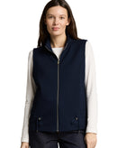 Sudadera de mujer sin mangas con cremallera , cuello perkins, de diseño liso