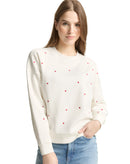Sudadera manga larga de mujer con cuello redondo y pequeños bordados