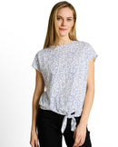 Camiseta de mujer con manga corta, cuello redondo y estampado