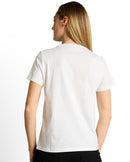 Camiseta de mujer con manga corta, cuello redondo y dibujo frontal