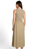 Vestido midi sin mangas con cuello redondo