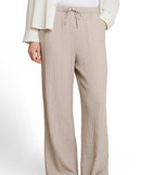 Pantalón ancho de mujer con cintura elástica, cordón ajustable y bolsillos laterales