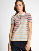 Polo de mujer de manga corta con cuello clásico y diseño de rayas