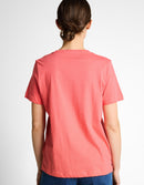 Camiseta de manga corta de mujer con cuello redondo y estampado grande frontal
