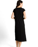 Vestido midi con cuello redondo y diseño liso