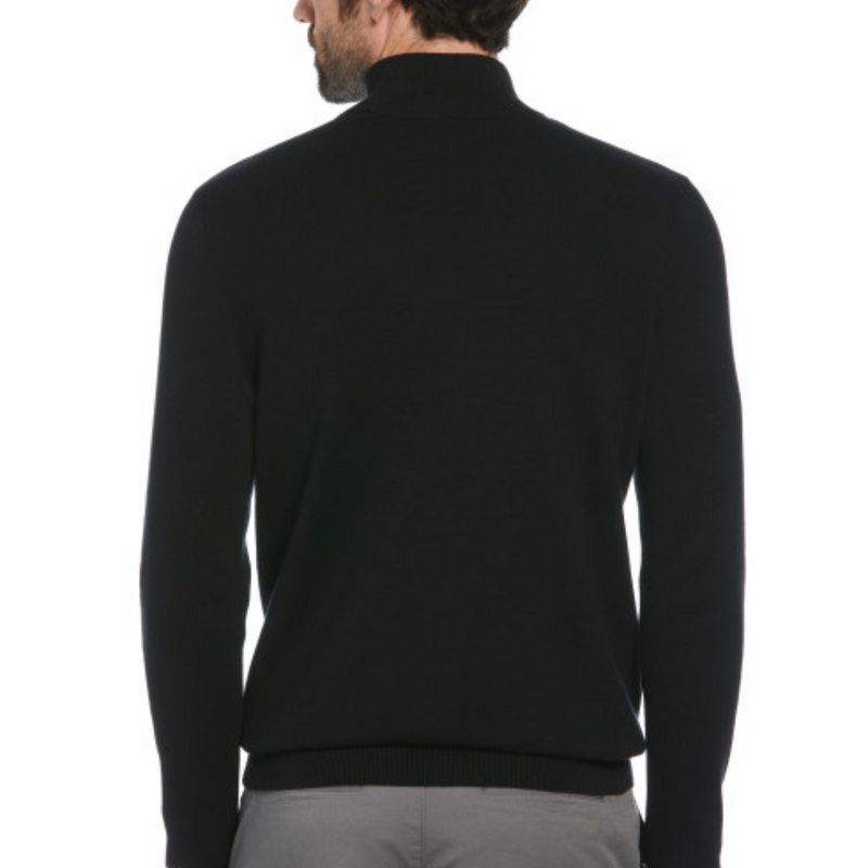 Jersey negro con detalles en el cuello y cremallera