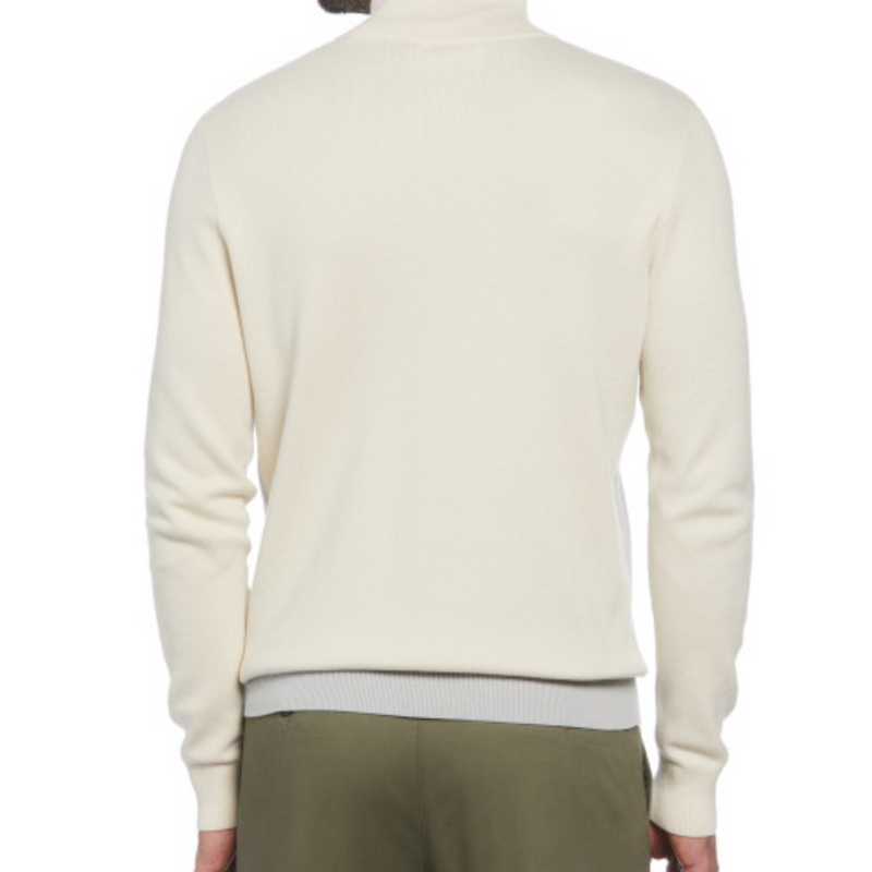 Jersey con raya en el pecho y cremallera beige