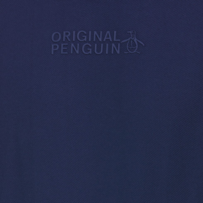 Sudadera con capucha azul marino y estampado de sarga