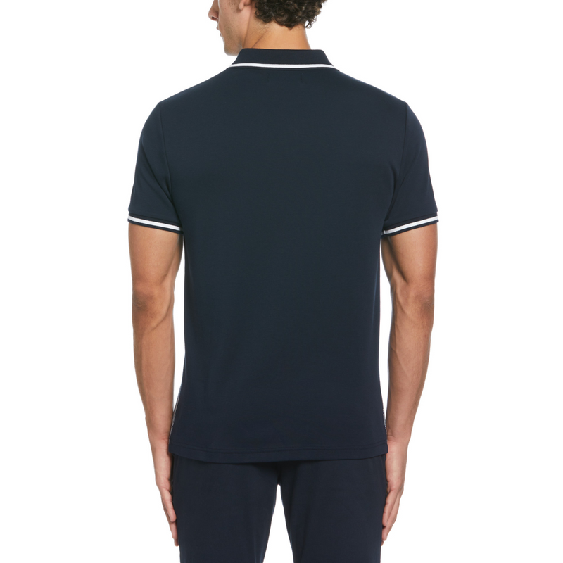 Polo jacquard frente interlock Geo azul marino