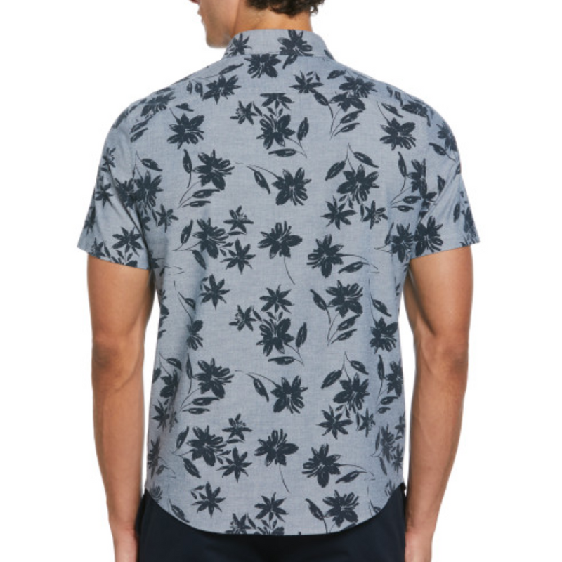 Camisa de manga corta chambray elastico Aop Floral