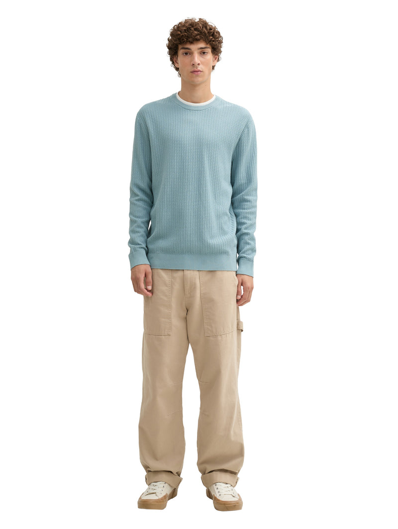 Jersey de hombre de manga larga, escote redondo verde agua