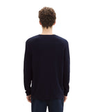 Jersey de hombre con escote redondo liso azul marino