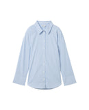 Camisa de mujer de rayas, manga larga azul claro