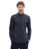 Camisa de hombre de cuello clásico de manga larga azul marino