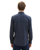 Camisa de hombre de cuello clásico de manga larga azul marino