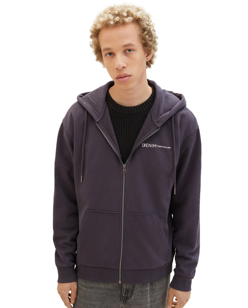 Sudadera de hombre con capucha y cremallera morado