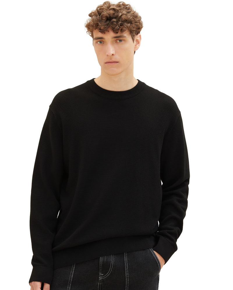 Jersey de hombre con tejido estructurado negro