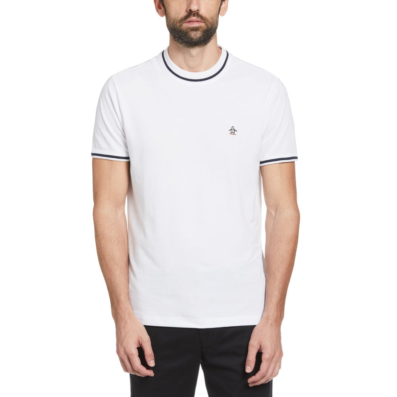 Camiseta de algodón organico rib tip blanco