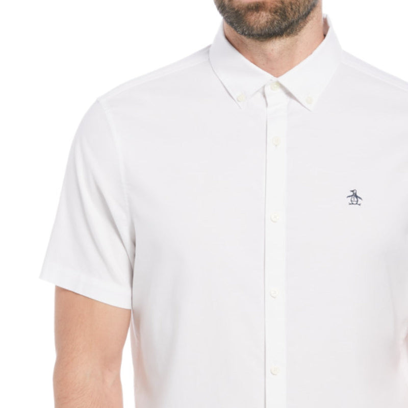 Camisa manga corta Oxford stretch blanco