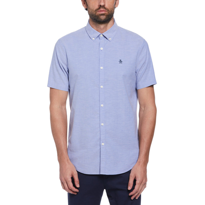 Camisa manga corta Oxford stretch azul claro