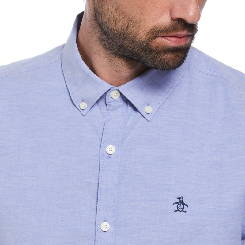 Camisa manga corta Oxford stretch azul claro