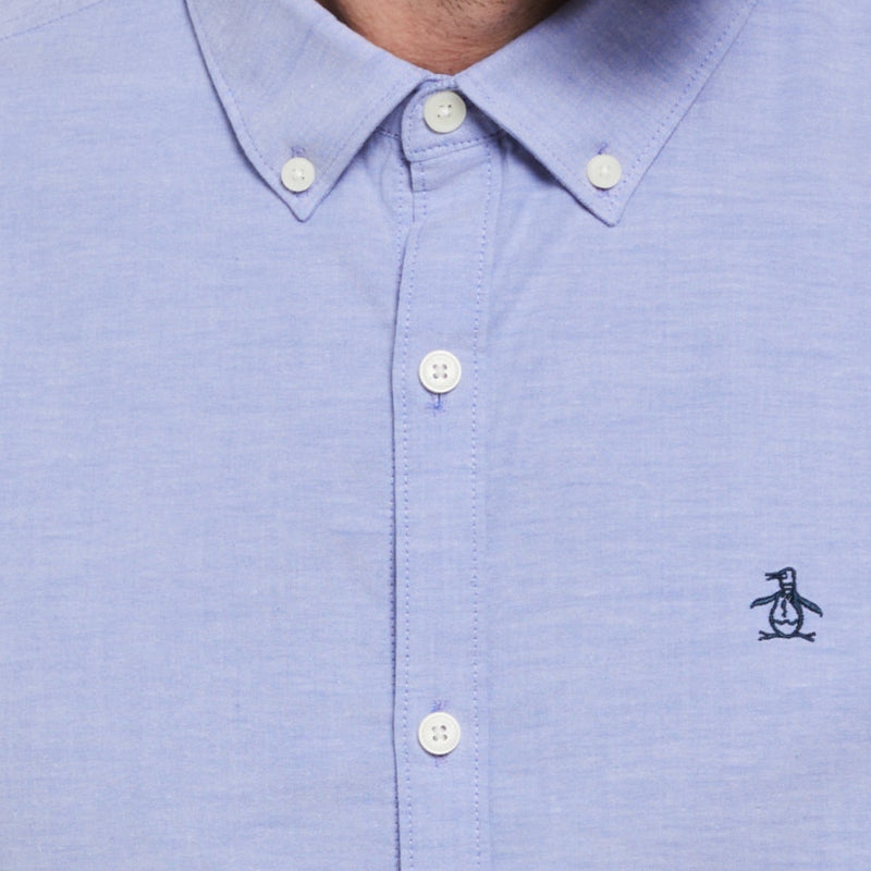 Camisa manga corta Oxford stretch azul claro