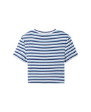 Camiseta de niña de manga corta con rayas cropped