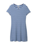 Vestido corto de niña con rayas manga corta