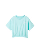 Camiseta cropped de niña de manga corta con dibujo frontal