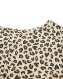 Vestido de manga corta fruncida con estampado animal print