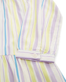 Vestido de niña de manga larga estampado a rayas