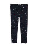 Leggins de niña de canalé con estampado de corazones