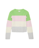 Jersey de niña cuello redondo con rayas multicolor