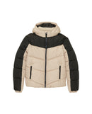 Plumífero de niño color block con capucha