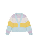 Chaqueta de niña de punto a rayas multicolor