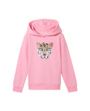 Sudadera de niña con capucha y dibujo frontal