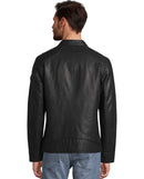 Chaqueta de efecto piel para hombre con cierre de cremallera negro