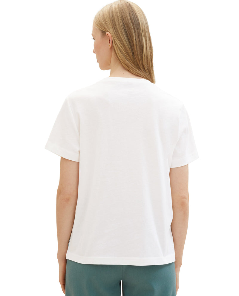 Camiseta básica de mujer con dibujo frontal de manga corta