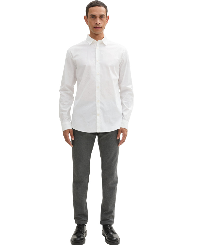Camisa de hombre manga larga con estampado blanco