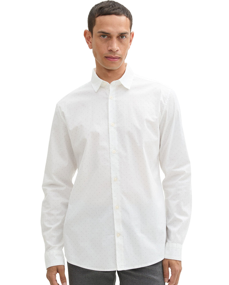 Camisa de hombre manga larga con estampado blanco