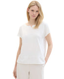 Blusa de mujer de manga corta lisa blanco