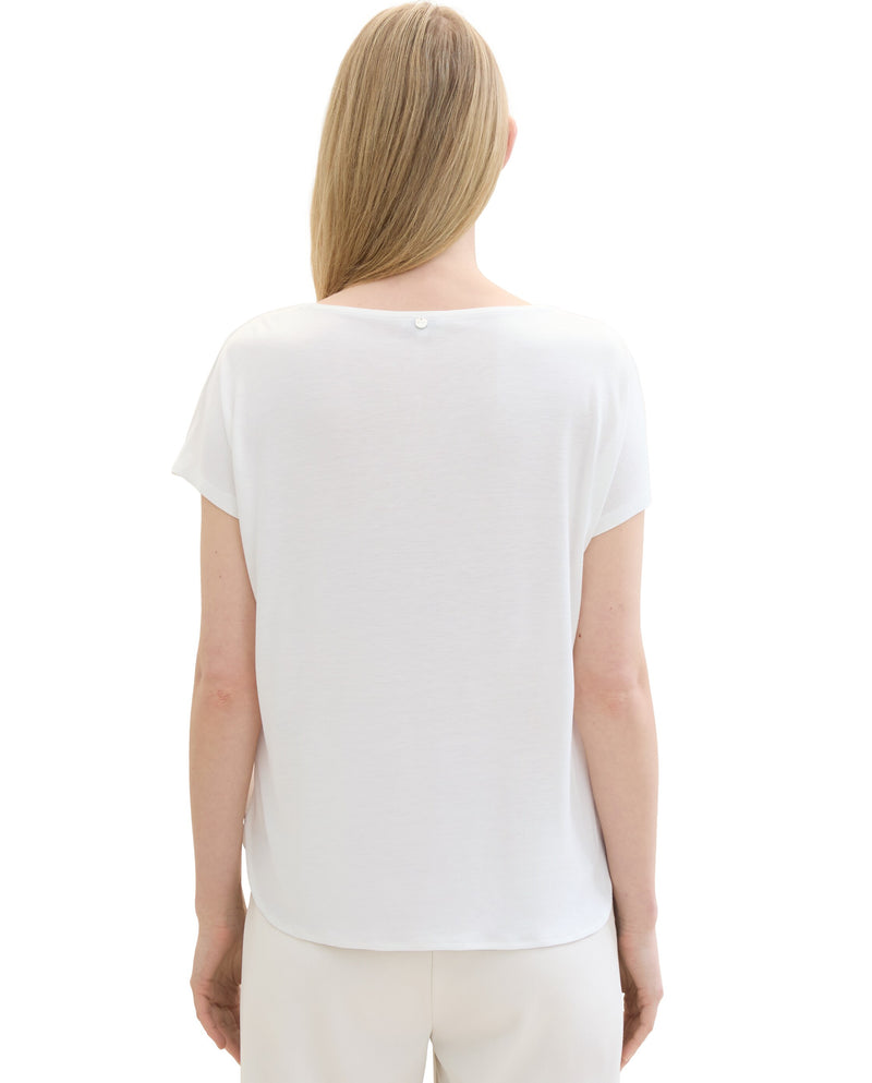 Blusa de mujer de manga corta lisa blanco