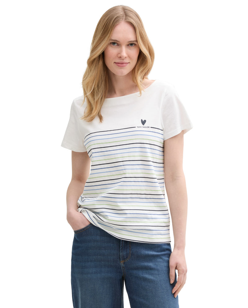 Camiseta de mujer de manga corta con rayas