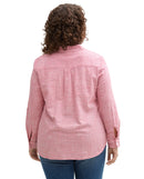 Blusa de manga francesa de mujer con con cuello pico, cierre de botones y diseño liso