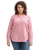 Blusa de manga francesa de mujer con con cuello pico, cierre de botones y diseño liso