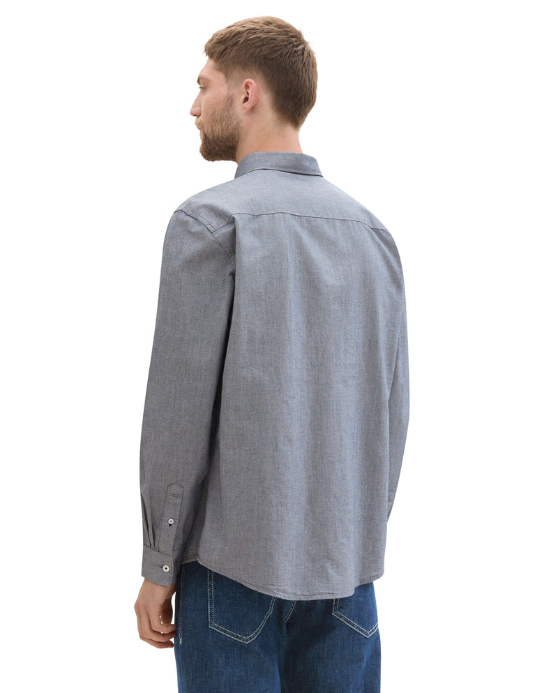 Camisa de hombre manga larga con bolsillo gris