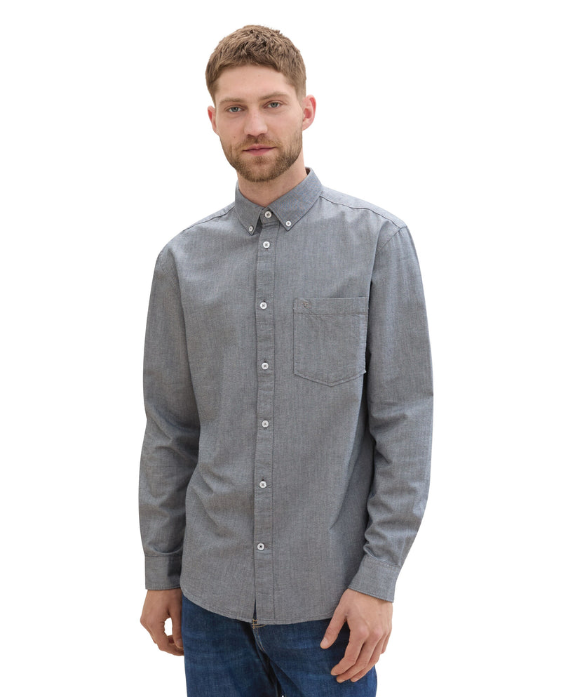 Camisa de hombre manga larga con bolsillo gris