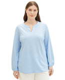 Blusa de manga larga de mujer con cuello de pico y estampado de rayas