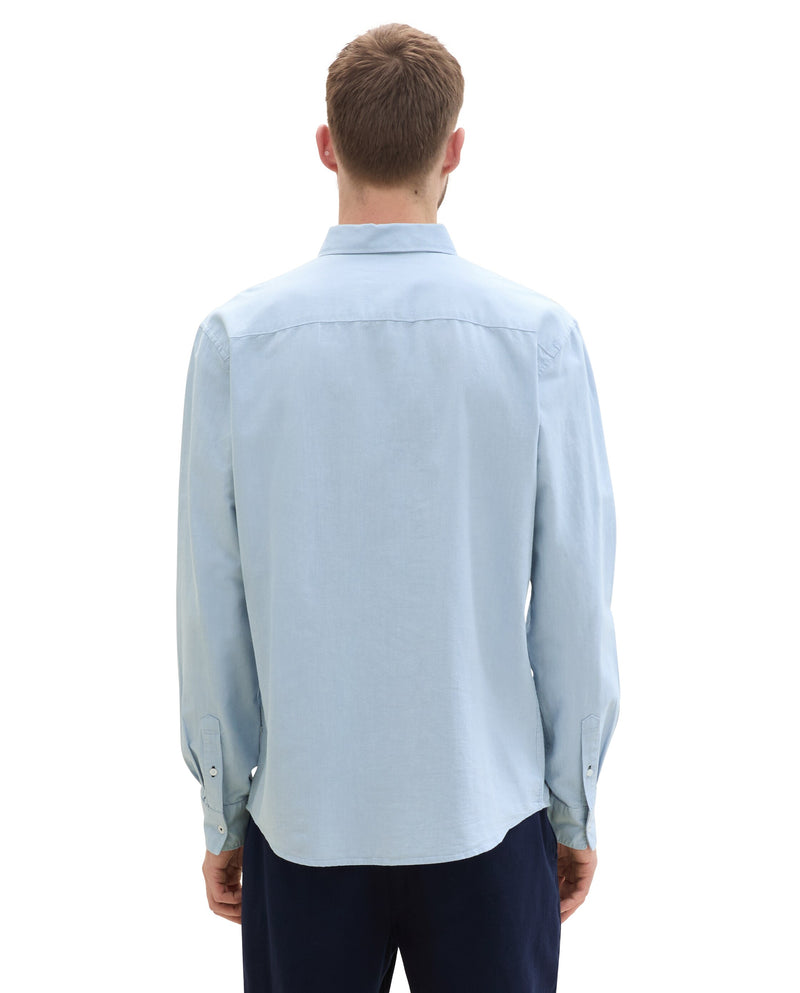 Camisa de hombre manga larga con bolsillo azul